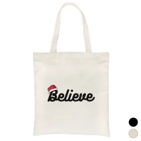 Believe Santa Hat Canvas Shoulder Bag