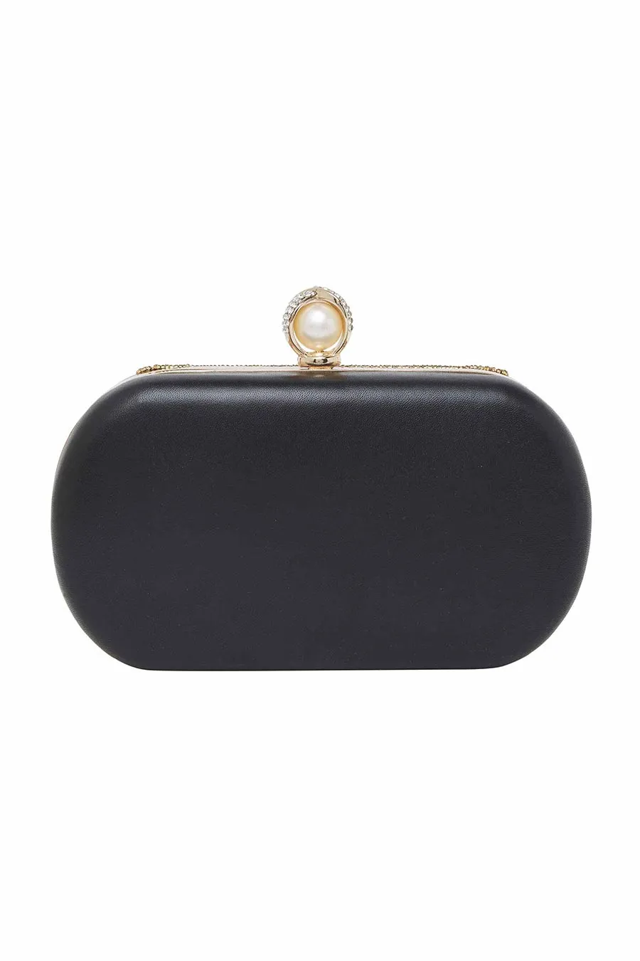 Black Stonework Leather Clutch