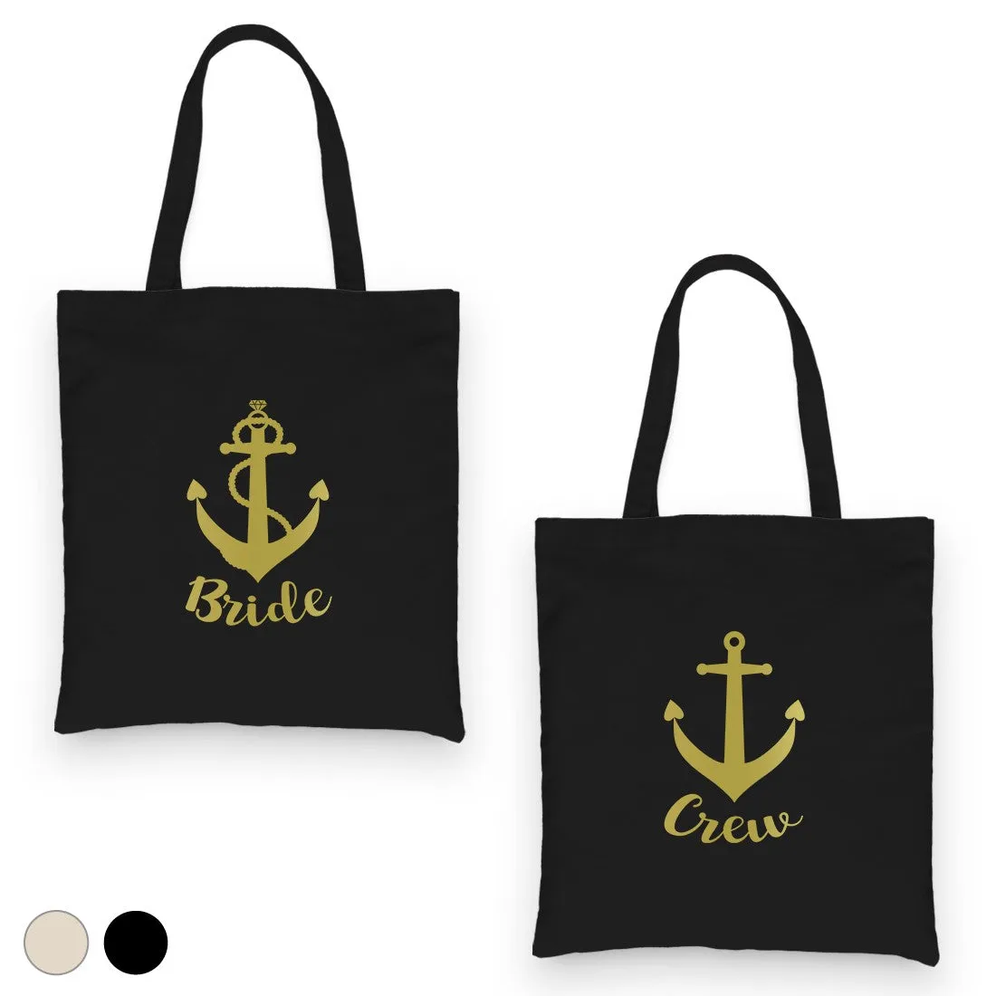 Bride Crew Anchor-GOLD Canvas Shoulder Bag Simple Sweet Bridal Gift