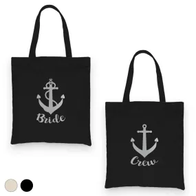 Bride Crew Anchor-SILVER Canvas Shoulder Bag Grateful Adorable Gift