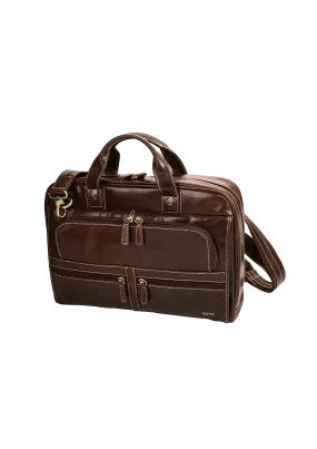 Capri Genuine Leather Computer Laptop Bag - Brown