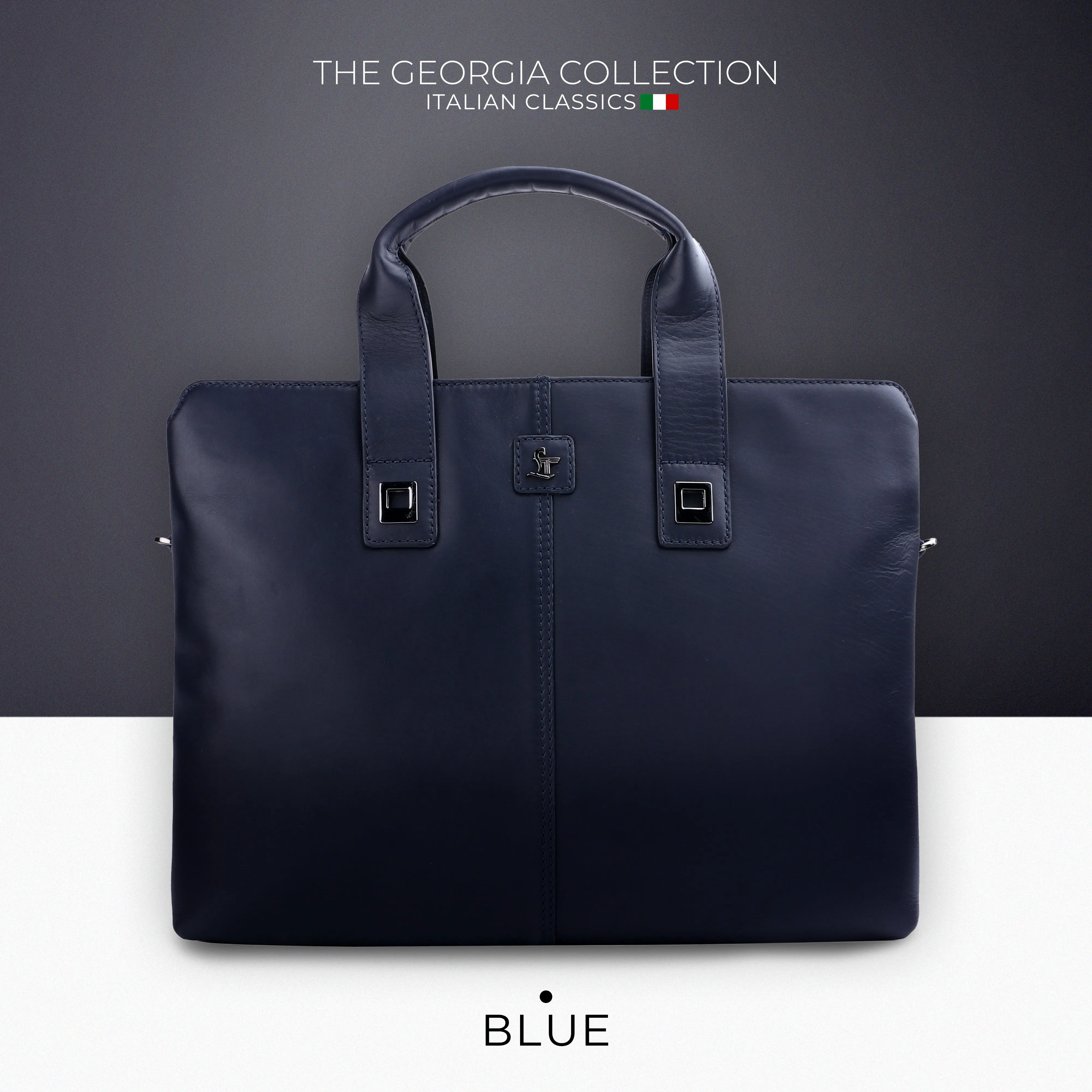 Georgia Collection | Genuine Leather Laptop / Folio Bag For Men |  Office Bag | Color: Navy Blue