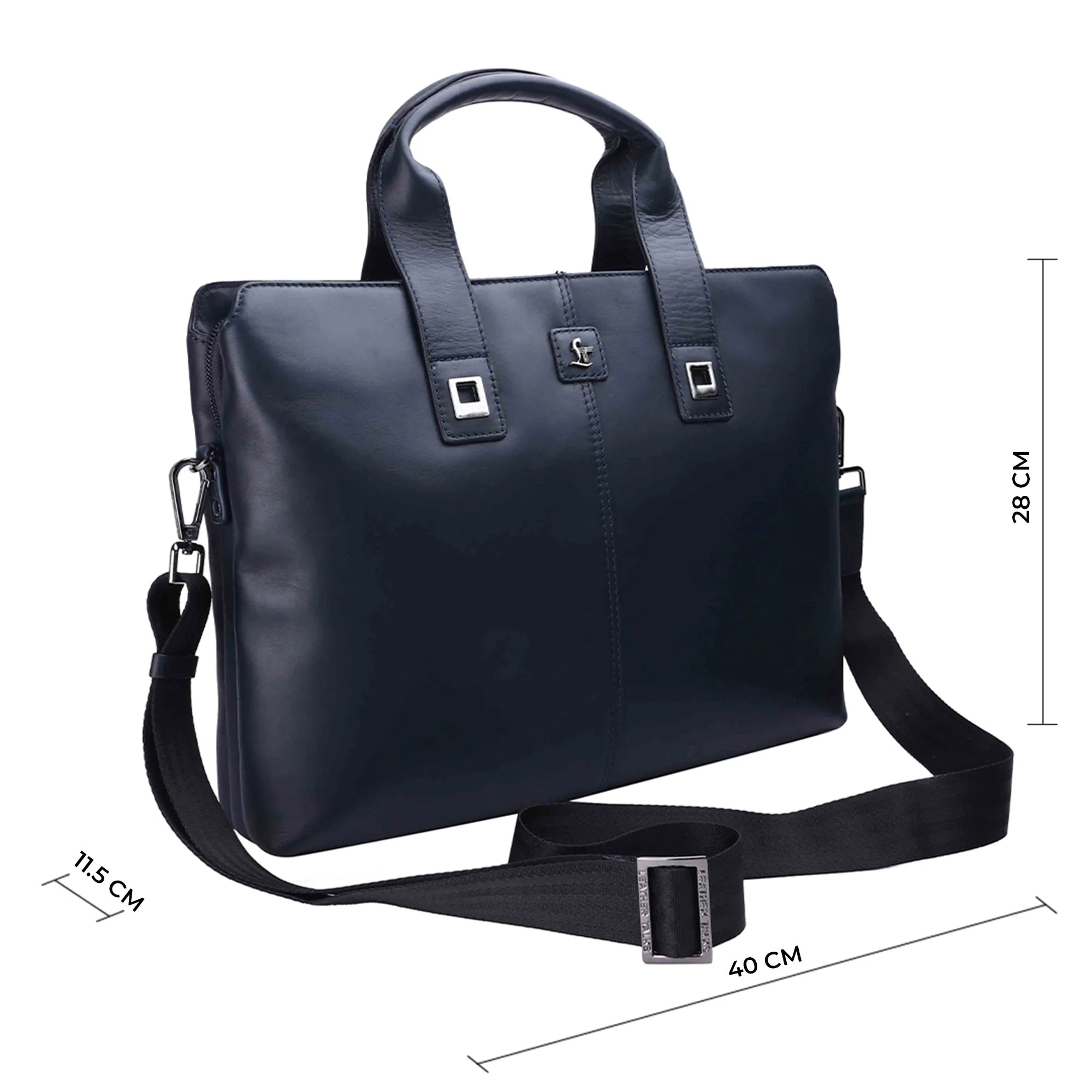 Georgia Collection | Genuine Leather Laptop / Folio Bag For Men |  Office Bag | Color: Navy Blue