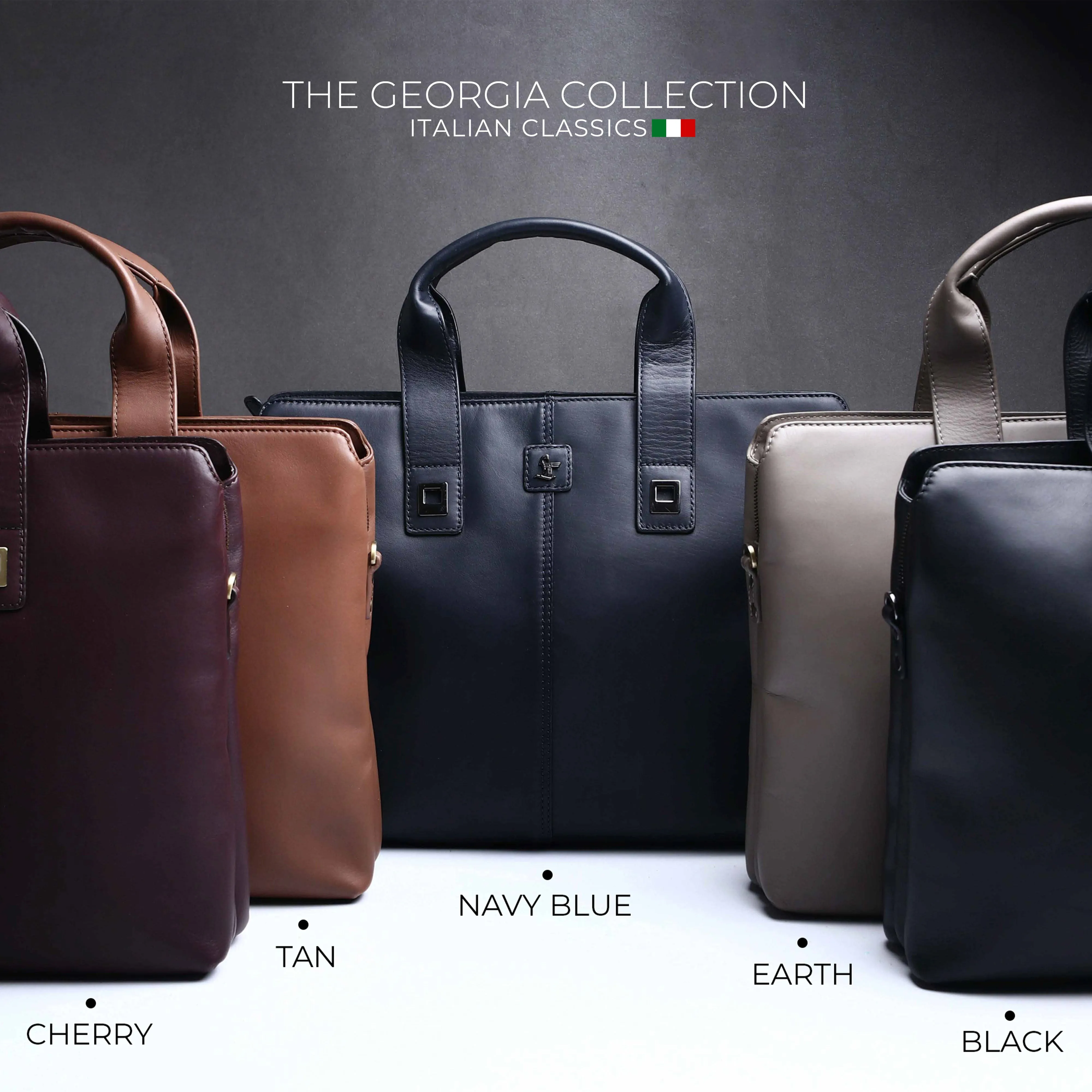 Georgia Collection | Genuine Leather Laptop / Office Bag For Men | Fits 15.5 in" Laptop | Black