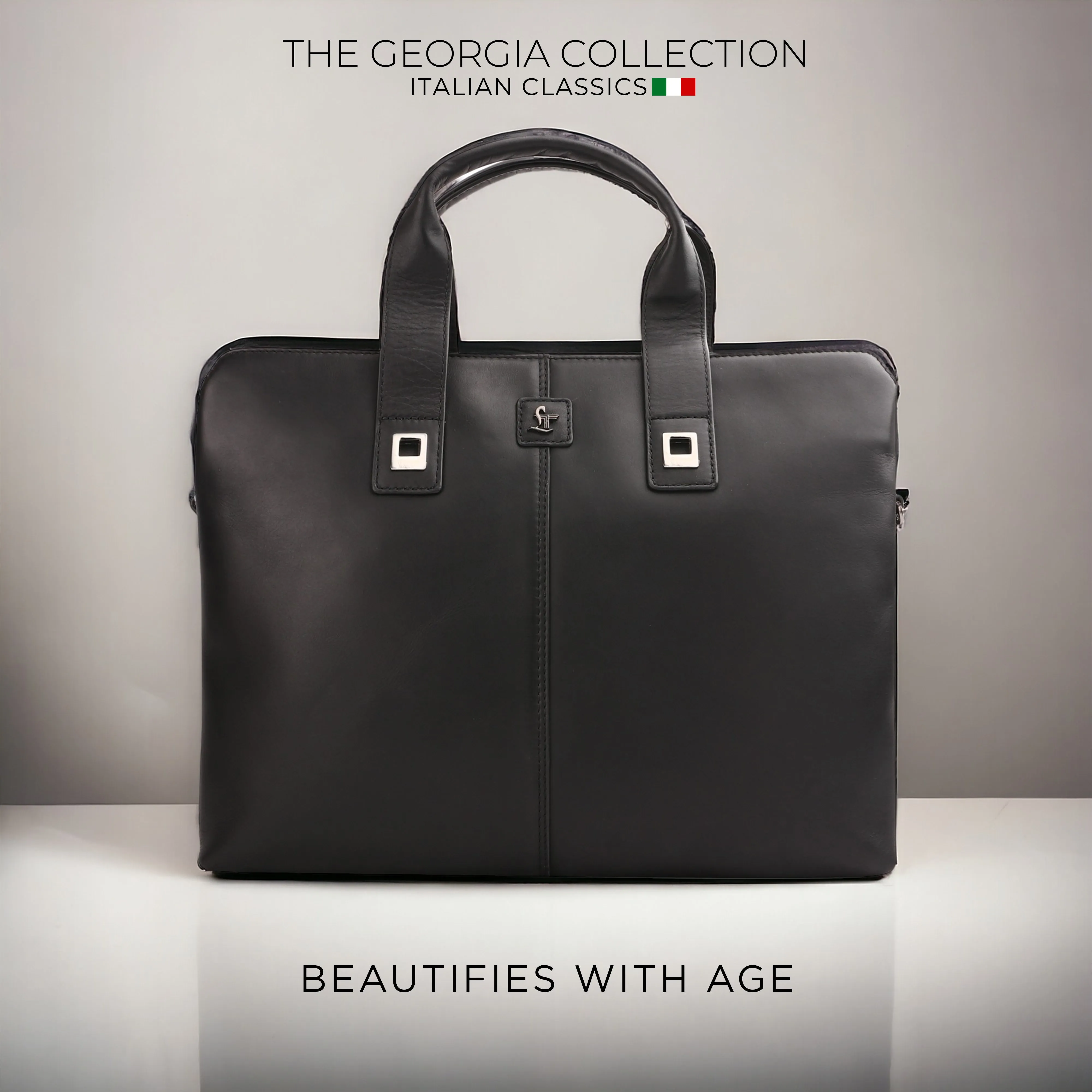 Georgia Collection | Genuine Leather Laptop / Office Bag For Men | Fits 15.5 in" Laptop | Black