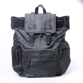 Granite Black Leather Backpack Travel Laptop Office Bag