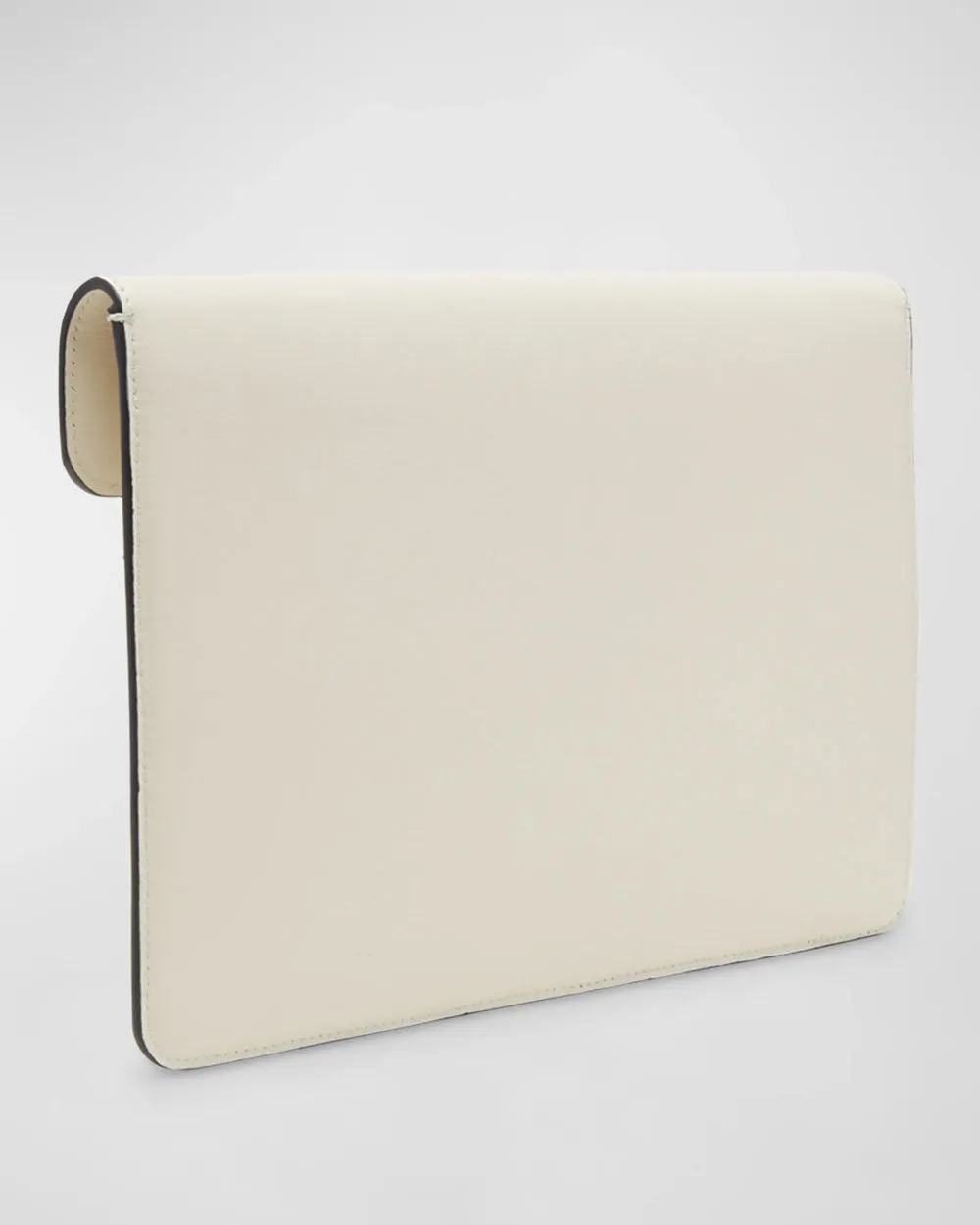 Loco VLogo Flap Leather Clutch in Ivory