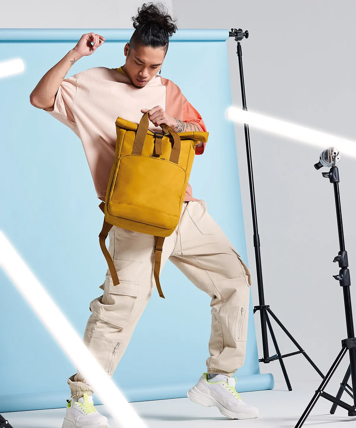 Mustard - Twin handle roll-top backpack