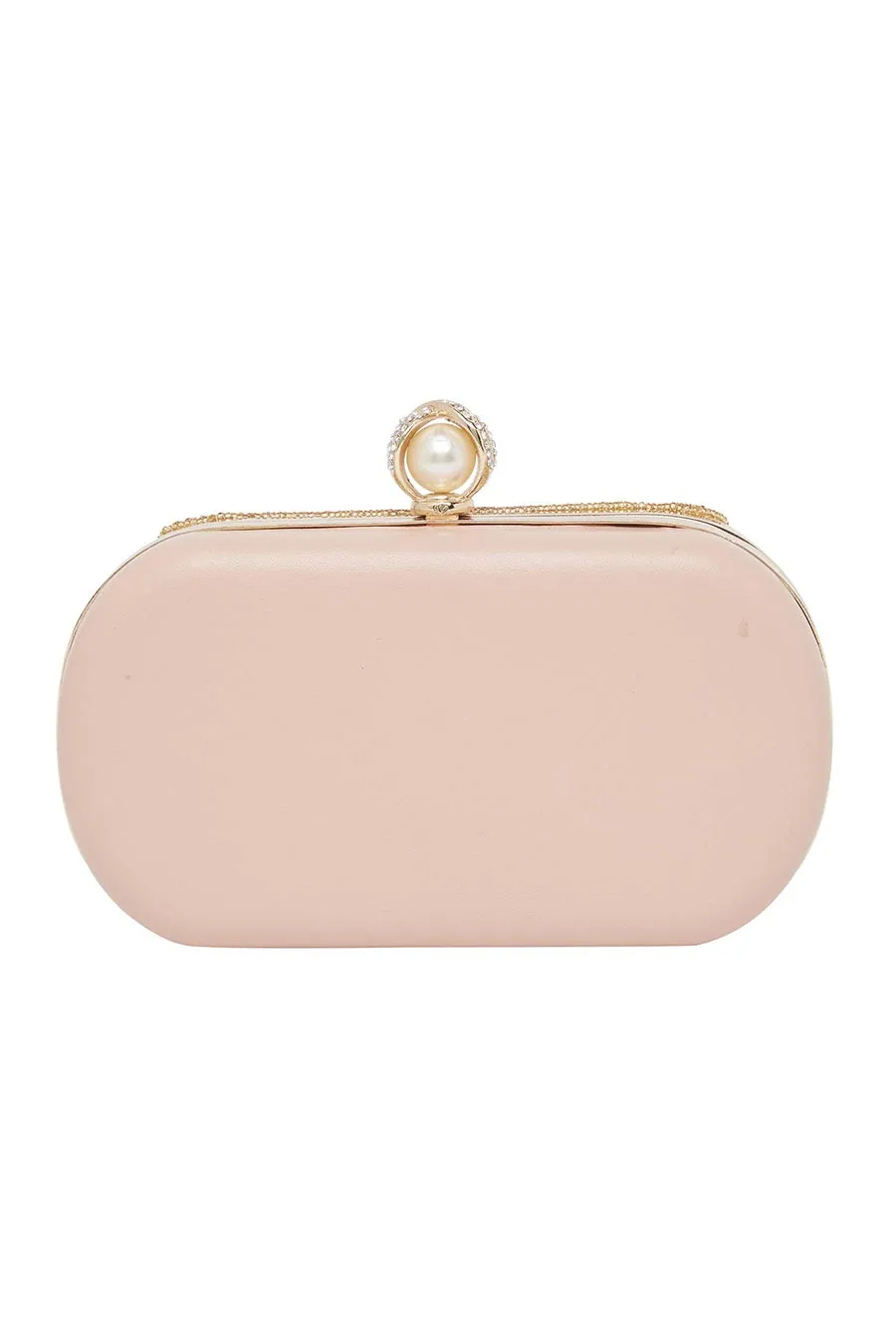 Pink Stonework Leather Clutch