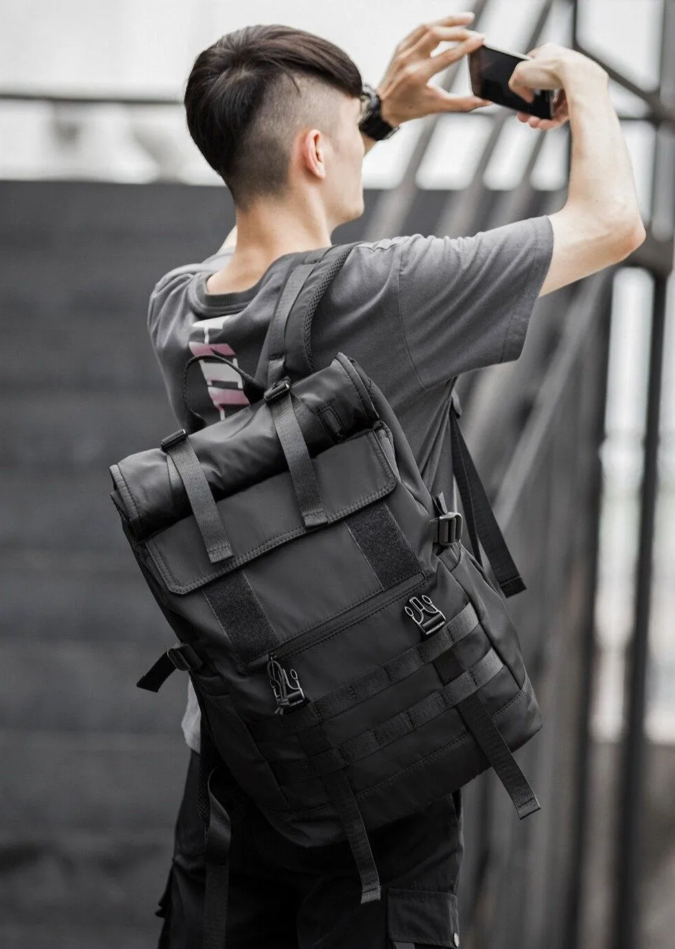 Roll Top Utility Strap Backpack