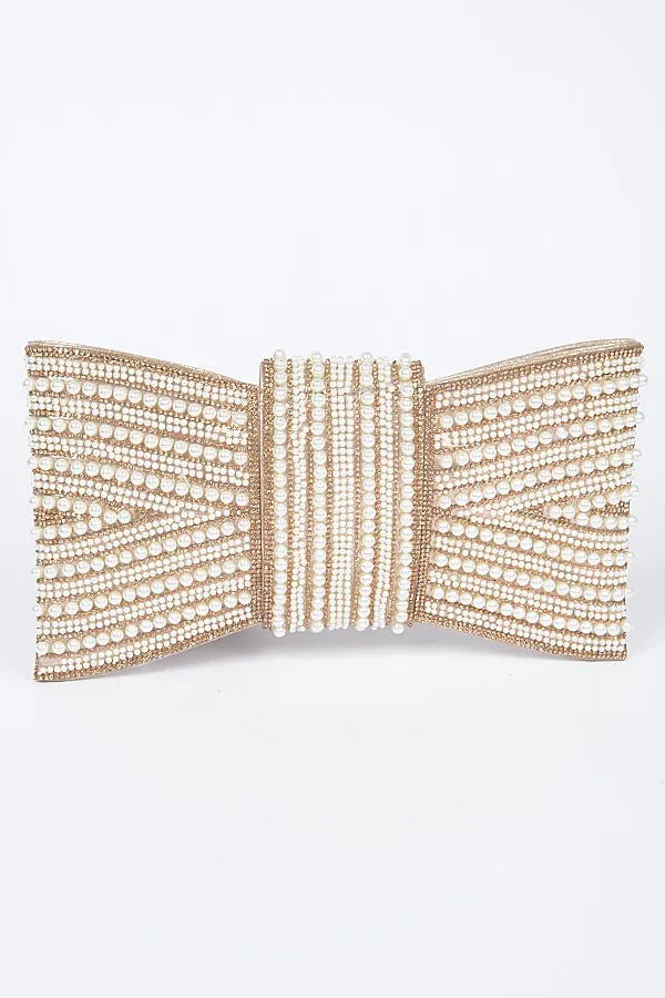 Utterly Elevated Silver Pearl Rhinestones Clutch