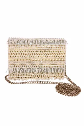 White Moteeiiyaa Embroidered Clutch