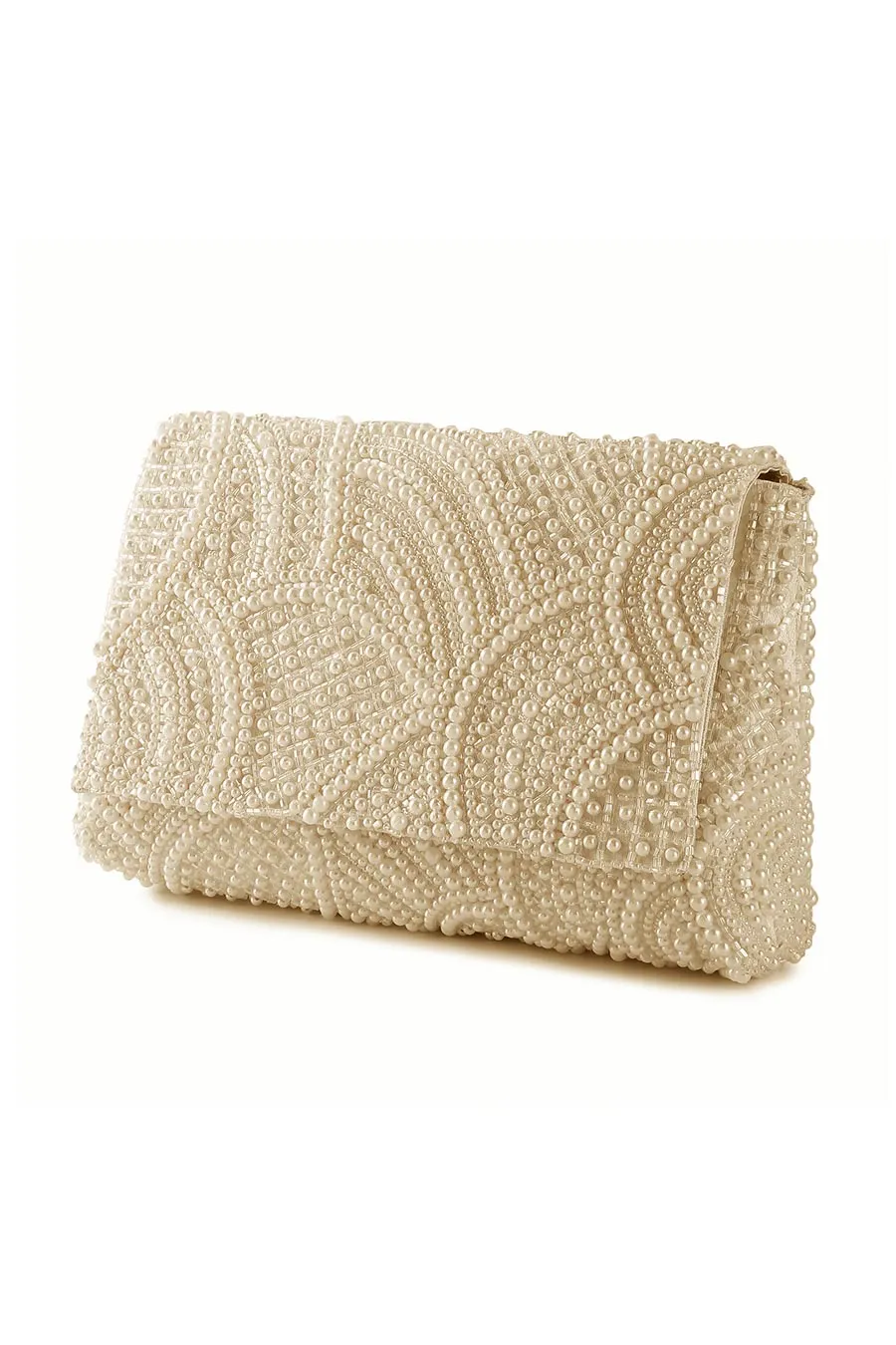 White Pearl Embroidered Clutch