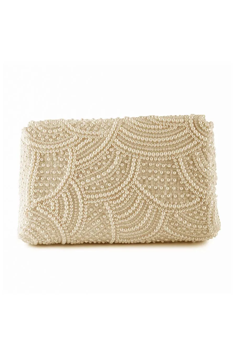 White Pearl Embroidered Clutch