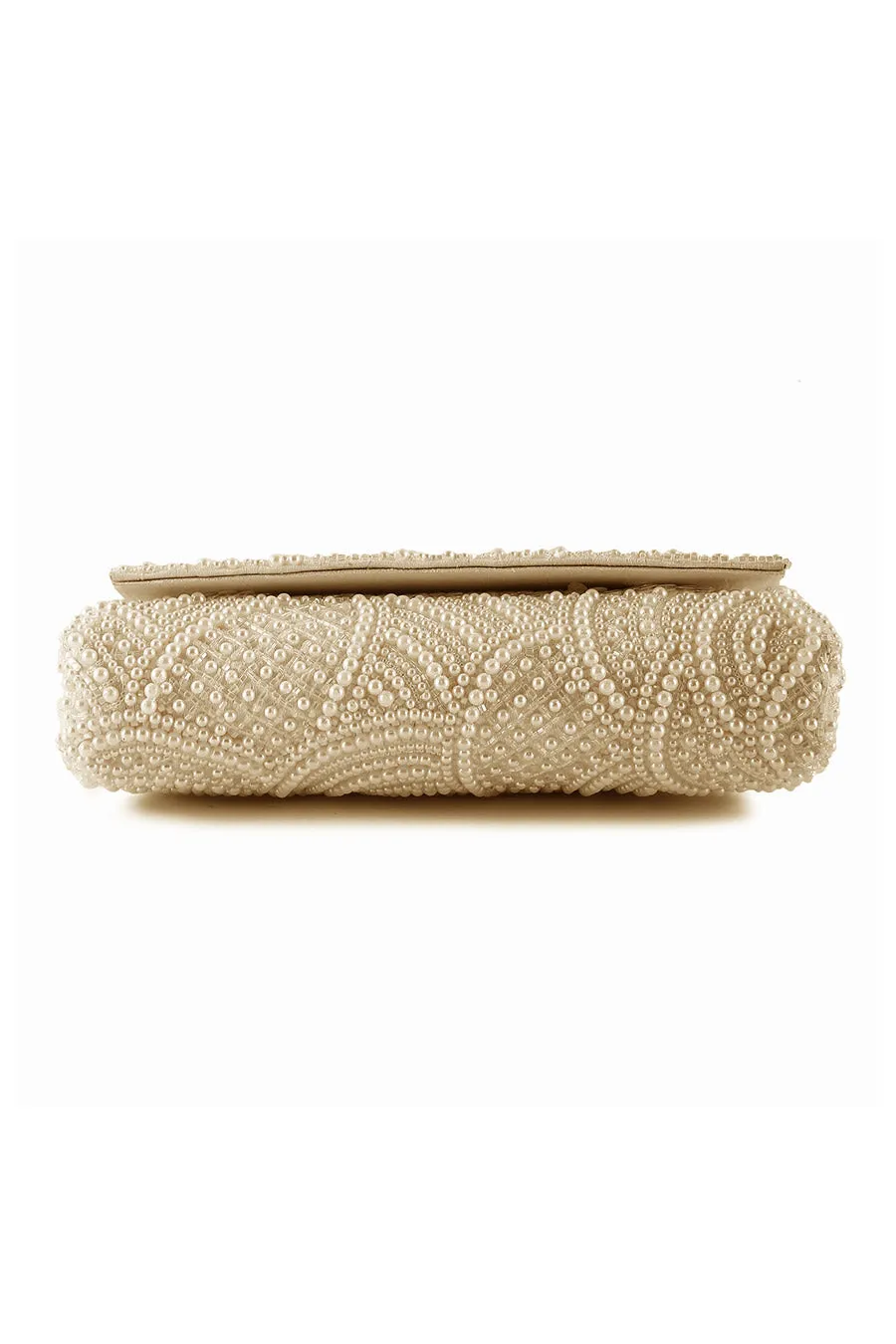 White Pearl Embroidered Clutch