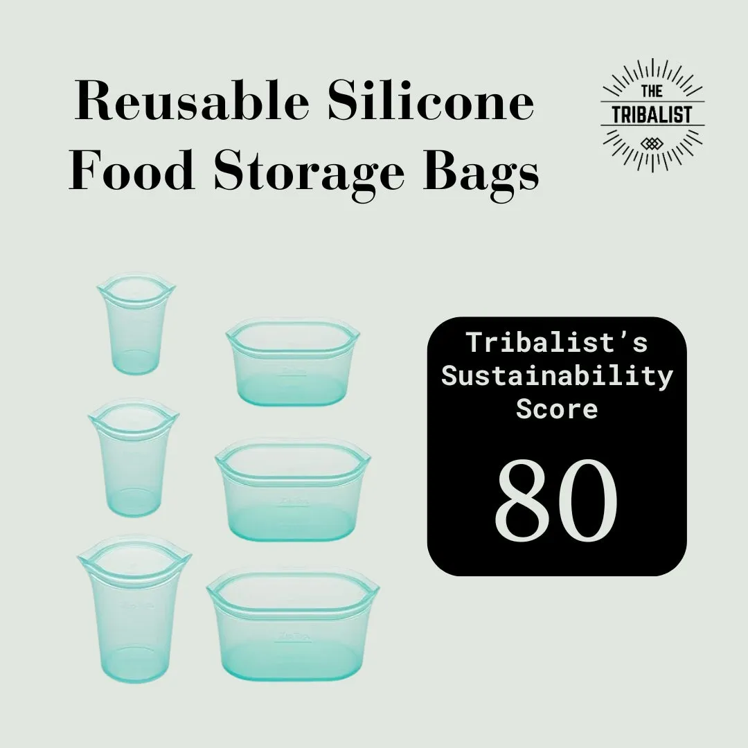 Zip Top: 100% Pure Non-Toxic Platinum Silicone Reusable Food Storage Bags