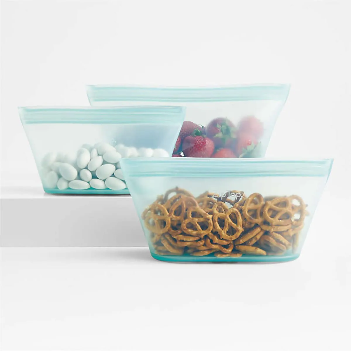 Zip Top: 100% Pure Non-Toxic Platinum Silicone Reusable Food Storage Bags