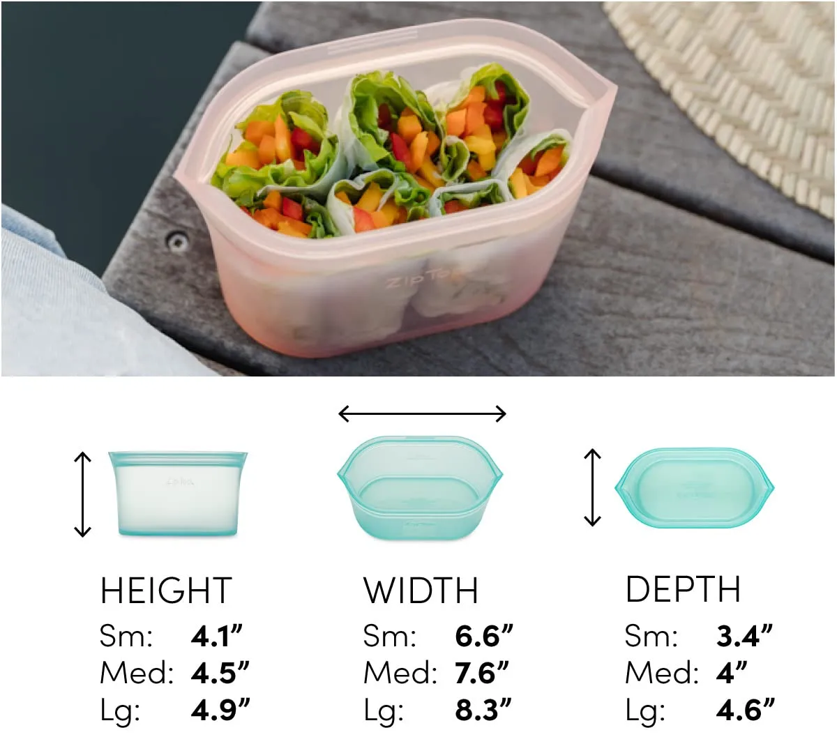 Zip Top: 100% Pure Non-Toxic Platinum Silicone Reusable Food Storage Bags