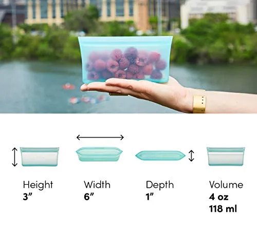 Zip Top: 100% Pure Non-Toxic Platinum Silicone Reusable Food Storage Bags