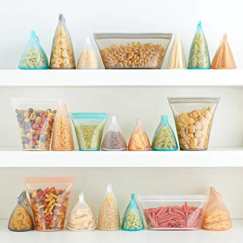 Zip Top: 100% Pure Non-Toxic Platinum Silicone Reusable Food Storage Bags